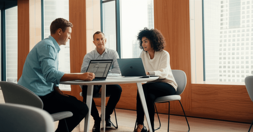 Team Meeting in einem stilvollen, modernen Büro